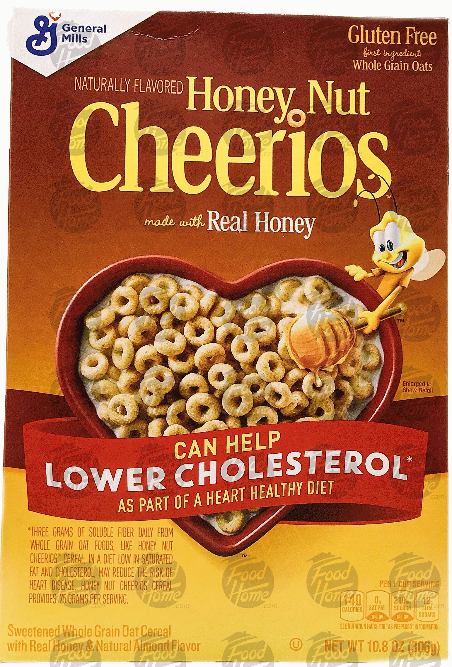 Cheerios Honey Nut whole grain oat cereal made with real honey, box Full-Size Picture